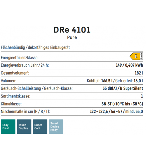 LIEBHERR利勃海尔 DRe 4101  轻松新鲜 嵌入式单门冰箱